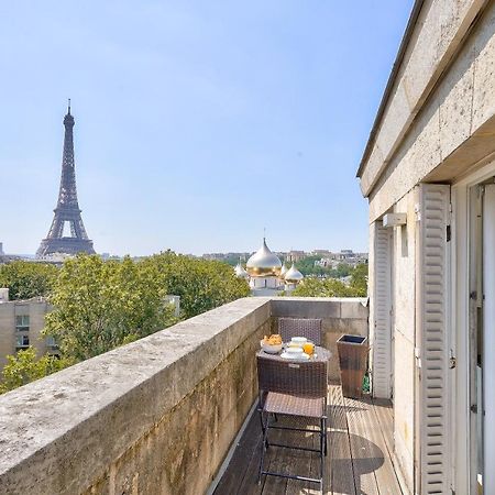 Designed Studio With Ac-Terrasse Vue Tour Eiffel Paryż Zewnętrze zdjęcie